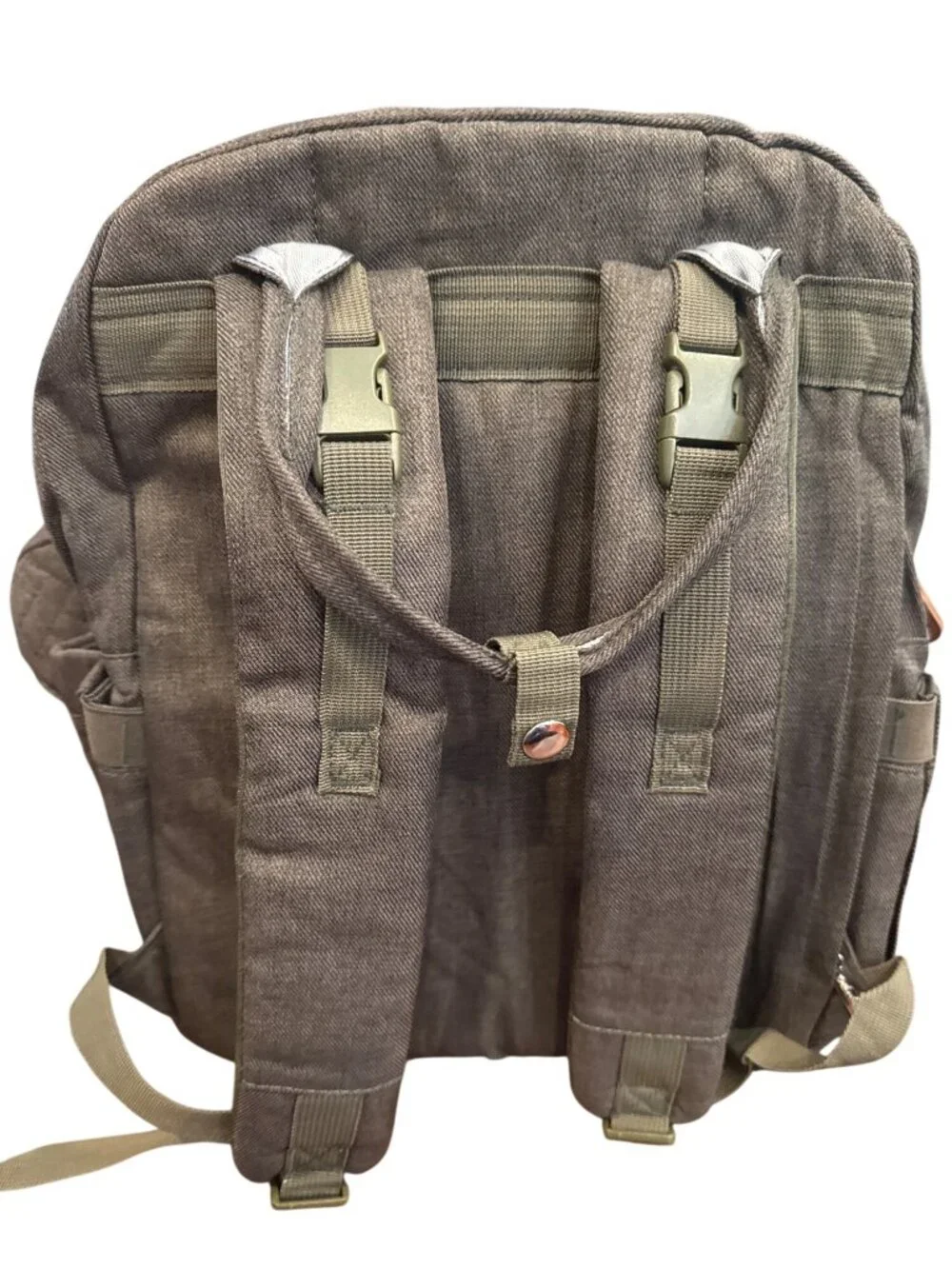 Dikaslon Diaper Bag Backpack Olive Green Quilted Travel Baby Bag Changing Pad